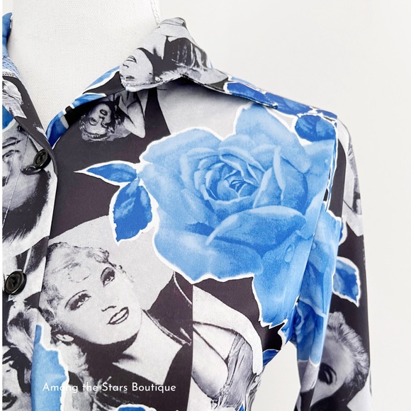 Super Rare 90s Vintage Retro Print Button Down ASO Phoebe Buffay in Friends - Picture 9 of 11